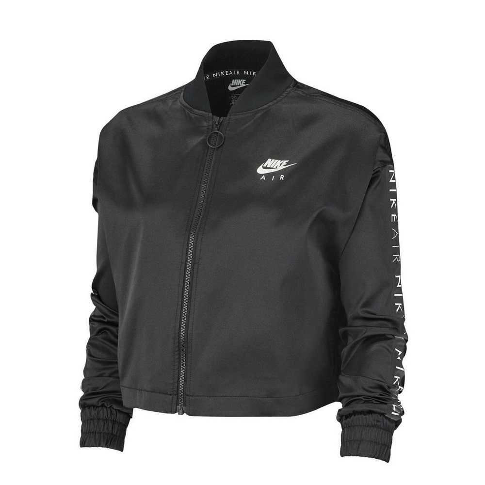 Nike Air Black Satin Bomber Jacket Womens Size Small Lightweight Sportswear